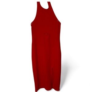 CAD - Bold Red Halter Midi Dress – Chic, Sleek & Unforgettable